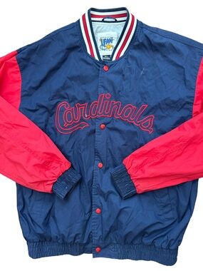 Vintage St Louis‎ Cardinals Men’s Snap Button Retro Jacket Size L Spell Out MLB